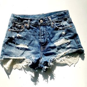 Girls denim cut off shorts